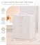 Homde Jewelry Box Large for Women 6 Layers 5 Drawers Organizer with Mirror for Ring Earring Necklace Storage Holder with Lock for Dresser Ideal Gift Case White
