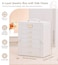 Homde Jewelry Box Large for Women 6 Layers 5 Drawers Organizer with Mirror for Ring Earring Necklace Storage Holder with Lock for Dresser Ideal Gift Case White