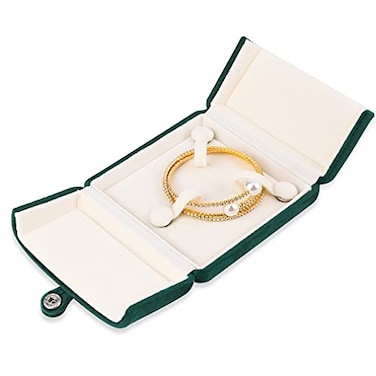 iSuperb Green Velvet Bracelet Bangle Box Necklace Jewelry Gift Box Necklace Pendant Bracelet Jewelry Packaging Boxes for Wedding Engagment Proposal