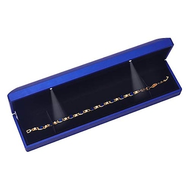 iSuperb LED Light Long Necklace Box Chain Bracelet Box Jewelry Display Case 9x 22x14 inches Storage Deep Blue Jewelry Gift Box