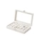 Julysky Rings Organizer Tray Velvet Jewelry Ring Storage Box with Transparent lid Jewelry Ring BoxJewelry Display Case Beige 30 Slots