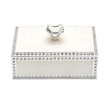 LASODY Diamond Crystal Jewelry Storage Box for Rings Earrings Necklace Treasure Chest Organizer Jewelry Keepsake Gift Box Case for Girl Women Diamond Rectangle Silver Plating