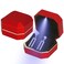 LETURE Luxury LED Jewelry Earring Pendant Stud Box Velvet Earring Necklace Gift Box Storage Case Organizer Holder for Proposal Engagement Wedding Anniversary Birthday Ceremony Red