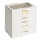 Somduy Jewelry Box 5 Layers Jewelry Storage Display Box with Glass Lid for Women 4 DrawersLarge Capacity for Necklace Earrings Bracelets RingsWhite