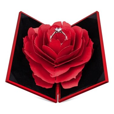Wislist Creative Ring Box Small Ring case for Proposal Engagement Wedding Ceremony Birthday Gift Jewelry Display Presentation Storage Chest Holder Organizer Red