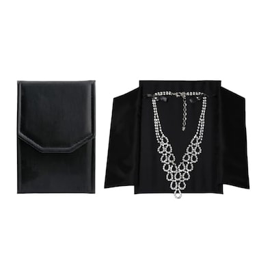 MOOCA Black Leatherette Travel Jewelry Organizer Necklace Storage Carrying Case Jewelry Display Case Necklace Folder