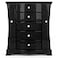 RR ROUND RICH DESIGN Solid Wood Jewelry Box Large Organizer with 4 Drawers Builtin Necklace Carousel Large Mirror Black
