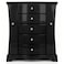 RR ROUND RICH DESIGN Solid Wood Jewelry Box Large Organizer with 4 Drawers Builtin Necklace Carousel Large Mirror Black