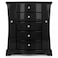 RR ROUND RICH DESIGN Solid Wood Jewelry Box Large Organizer with 4 Drawers Builtin Necklace Carousel Large Mirror Black