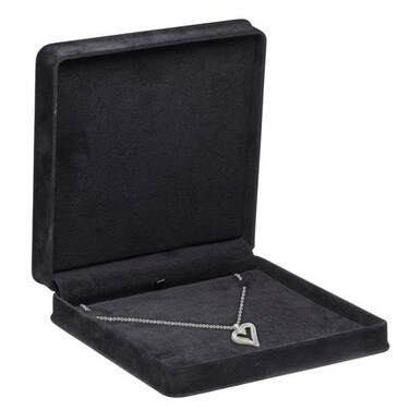 ALLURE BOX Allure Rich Suede Black Luxury Necklace Box Elegant Diamond Necklace Case With Black Velour Interior Jewelry Display Gift Box For Unique Proposal Engagement Or Wedding