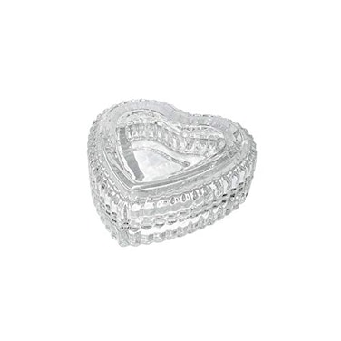 JOYSIP Clear Crystal Heart Shape Jewelry Tray for Girls Womens Small Covered Trinket Storage Organizer Box