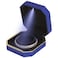 LETURE Luxury LED Jewelry Bracelet Gift Box with LED Light Velvet Small Jewelry Box Storage Case Organizer Holder for Wedding Engagement Proposal Birthday and Anniversary Blue