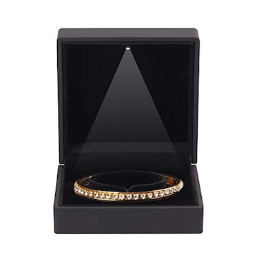 LETURE Luxury LED Light Bracelet Gift Box Velvet Jewelry Bangle Box Storage Case Organizer Holder for Wedding Engagement Proposal Birthday and Anniversary Red