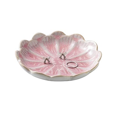 Mecaikru jewelry dish flower shape ring dish pink earring tray cute jewelry holder key bowl flower pink