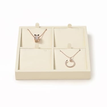 Oirlv Microfiber 4 Slots Jewelry Pendant Display Tray Jewelry Necklace Organizer Display TrayBeige