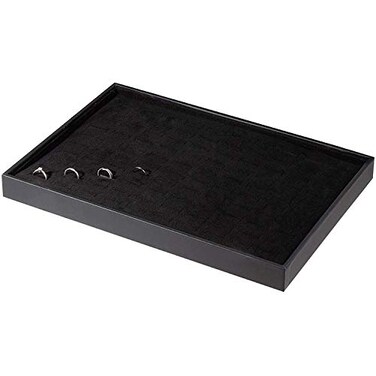 Pimuza Black Velvet Stackable 100 Slot Ring Inserts Jewelry Tray Showcase Display Organizer Holder Storage Box Case Pad Stackers for Valet Closet Decorate Vanity Table Cabinet College Dorm Drawer