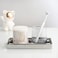 Redelaenor Jewelry Holder Ceramic Trinket Tray Rectangte Vanity Makeup Mirror Tray Silvery Small