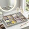 Stratalife 12 Grid Jewelry Organizer Tray Stackable Drawer Earring Organizer with Adjustable Dividers Jewelry Display Tray for Necklace Earring Ring Bracelet 138 x 94 x 12 Grey