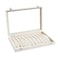 Wudygirl Necklace Organizer with Clear Glass Lid Stackable Jewelry Organizer Tray with 20 Hooks for Necklace BraceletBeige Necklace Box