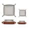 POTTIIS 2 Size Leather Valet Tray Organizer Folding Travel Organizer Jewelry Tray For Travel Home Or Office Plain Weave Double Complexion Brown Grey