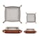 POTTIIS 2 Size Leather Valet Tray Organizer Folding Travel Organizer Jewelry Tray For Travel Home Or Office Plain Weave Double Complexion Brown Grey