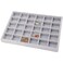 Pimuza Grey Velvet Stackable 30 Compartments Jewelry Tray Showcase Display Organizer Holder Rectangle Storage Box Case Containers Chest for Women Crystal StoneStud Drop EarringWatchBeadTrinketDiamond