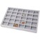 Pimuza Grey Velvet Stackable 30 Compartments Jewelry Tray Showcase Display Organizer Holder Rectangle Storage Box Case Containers Chest for Women Crystal StoneStud Drop EarringWatchBeadTrinketDiamond