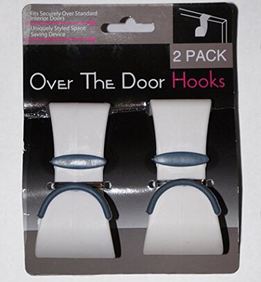 Home & Over The Door Hook 2 Pack White Plastic Bathroom Towel Garment Robe Hanger