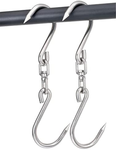 Alele Swiveling Meat Hook12mm Heavy Duty Stainless Steel Processing Butcher Hooks Large FishHuntingCarcass Hanging Hook Pack of 2 145 inch 12mm Swiveling Meat Hook2p