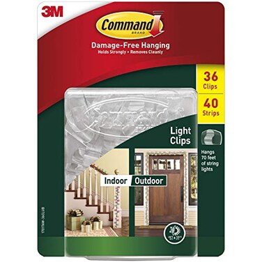 Command IndoorOutdoor 36 Plastic Light Clips and 40 Strips Clear