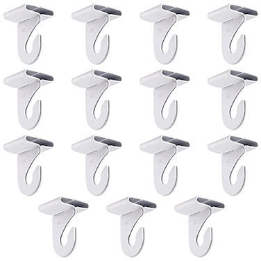 Gansita 15 Pair Drop Ceiling Hooks for Hanging White Heavy Duty Ceiling Hooks Metal TBar Hooks Suspended Ceiling Tile Hook Ceiling Clips for Home Classroom Grid Office Decorations