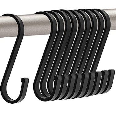 GAViA S Hooks S Shaped Hooks Matte Black S Hooks Heavy Duty for Hanging Pots and Pans Plants Coffee Cups Coats Bags Towels in Kitchen Bedroom Office Garden Bathroom 10 Pack