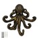HERNGEE Octopus Cast Iron Wall Hook Nautical Decorative Key Holder Coastal Ocean Theme Animal Hook for Entryway Bathroom or Bedroom Heavy Duty Antique Bronze