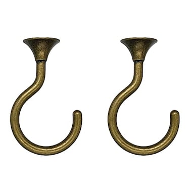 Lizntiate 2 Sets Ceiling Hook Large Swag Heavy Duty Swag Hook with Hardware for Hanging Plants Ceiling Easy Installation Cavity Wall Dry Wall Indoor Outdoor 2 Sets Antique Brass