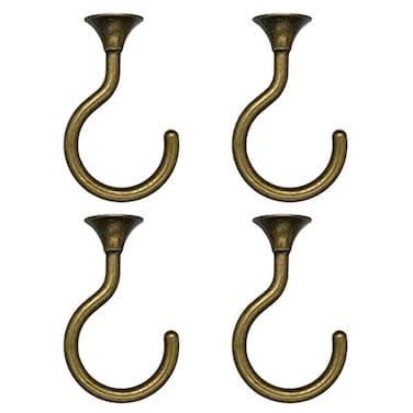 Lizntiate 4 Sets Ceiling Hook Large Swag Heavy Duty Swag Hook with Hardware for Hanging Plants Ceiling Easy Installation Cavity Wall Dry Wall Indoor Outdoor 4 Sets Antique Brass