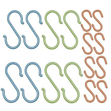 Maydahui 16 Pcs S Shape Plastic Hooks Set of 8 Big Size 8 Small Size in Pink Green Blue for Storage Room Kitchen Bathroom