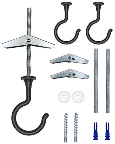 NACETURE Large Swag Ceiling Hooks for Hanging Plants Heavy Duty Ceiling Hangers Chandelier Hook Ceiling Installation for Cavity Wall FixingBlack 2 Pack