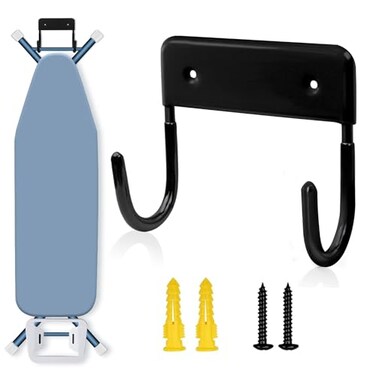 Pensino Ironing Board Hanger Wall Mount Ironing Board Holder Iron Board Organizer Wall Rack Black Iron Board Hanger Holder for LaundryBlack