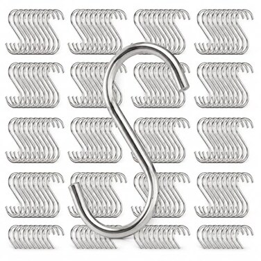 RHBLME 100 Pack S Hooks 28 Inch Small Heavy Duty Stainless Steel S Hooks for Hanging Jeans Cooking Utensils Potted Plants etc