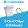SHARP TANK White Grid Clips with Drop Ceiling Hooks 12 Pc Ceiling Hook Kit 6 Clips 6 Hooks for Hanging Decorations Office Decor