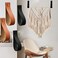 Sutfmwe 10 Pcs Leather Wall Hooks Leather Curtain Rod Holder PU Leather Straps for Hanging Bracket DIY Home Storage Hook Scarf Towel Holder Boat Paddle Holder Wall Boho Pole Wrap Hangers Black 10
