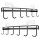 WOOPSOO 2 Pack Kitchen Adhesive Wall Hooks Rack RailSpoon Hanger for Kitchen Hanging Spatulas Measuring Spoons Space Saving No Drilling Hanger with 6 Hooks for Bathroom Bedroom Closet Black
