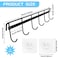 WOOPSOO 2 Pack Kitchen Adhesive Wall Hooks Rack RailSpoon Hanger for Kitchen Hanging Spatulas Measuring Spoons Space Saving No Drilling Hanger with 6 Hooks for Bathroom Bedroom Closet Black