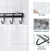 WOOPSOO 2 Pack Kitchen Adhesive Wall Hooks Rack RailSpoon Hanger for Kitchen Hanging Spatulas Measuring Spoons Space Saving No Drilling Hanger with 6 Hooks for Bathroom Bedroom Closet Black