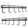 WOOPSOO 2 Pack Kitchen Adhesive Wall Hooks Rack RailSpoon Hanger for Kitchen Hanging Spatulas Measuring Spoons Space Saving No Drilling Hanger with 6 Hooks for Bathroom Bedroom Closet Black
