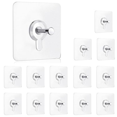 HKEUZEZO 14PCS Picture Hangers Without Nails Wall Hangers Without Nails Adhesive Wall Hooks Command Hooks Picture Hanging for Inside Kitchen Bathroom Home and Office 10mm