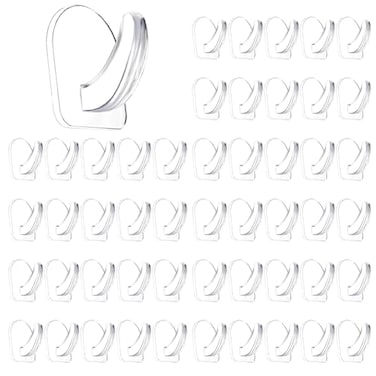 IAXSEE 50 PCS Traceless Clear Plastic Adhesive Hooks No Damage Transparent Reusable Seamless Hooks Sticky Hangers with Non Marking Sticker for Kitchen Bathroom Bedroom Office Wall324Cm118094Inches