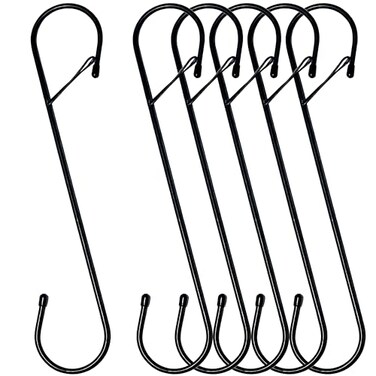 ANIASOM 6Pcs S Hooks Hanging 12 inch Heavy Duty Large S Hooks with Safety Buckle Long S Hook for Hanging Plant Utility Hooks Long Heavy Duty Hanging Hooks for Kitchen Bathroom Garden Indoor Outdoor
