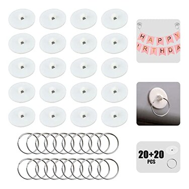 Shaoduoli Adhesive Ceiling Disc HookSmall Hanging Suspension RingPowerful Sticky Decoration HangerPosterFlagpoleBalloonRibbonBellsString Lights HolderPartyWeddingCeremony Ornament Gadget20pcs