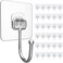 Anffeary 30 Packs Large Adhesive Wall Hooks Heavy Duty Hold 44lbMax Wall Hooks for Hanging Transparent Waterproof Rustproof Sticky Hooks for Kitchen Bathroom Home Office